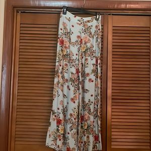 Sage Floral Wide Leg Pants - Multicolor